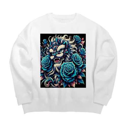 獅子舞と青い薔薇 Big Crew Neck Sweatshirt