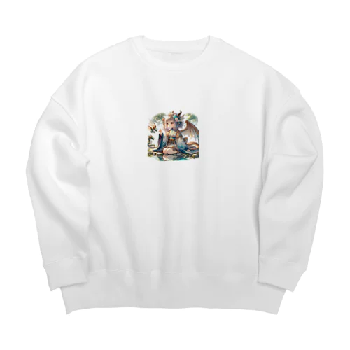 こまめの妖怪集（りゅう姫１） Big Crew Neck Sweatshirt