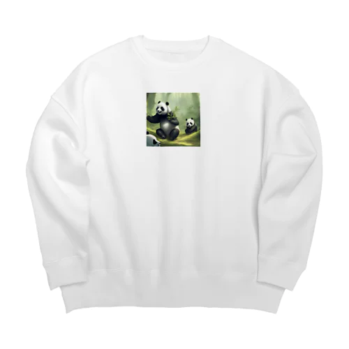 遊んでるパンダ Big Crew Neck Sweatshirt