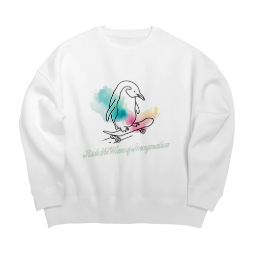 スケボーをするペンギン Big Crew Neck Sweatshirt