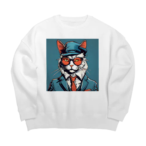 American Comic Cat Big Crew Neck Sweatshirt