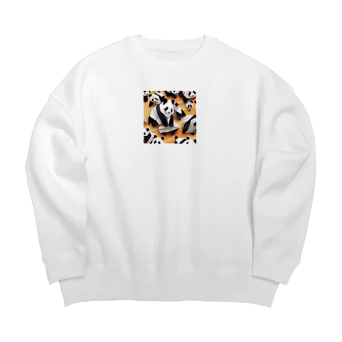 レースする折り紙パンダ Big Crew Neck Sweatshirt