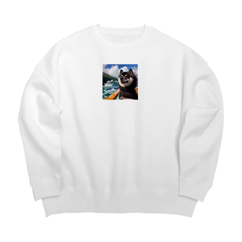 旅行中の黒柴 Big Crew Neck Sweatshirt