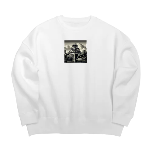 モノクロームな印象を与える大阪城 Big Crew Neck Sweatshirt