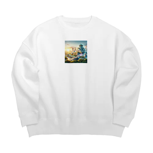 明るい未来を予感させる大阪城 Big Crew Neck Sweatshirt