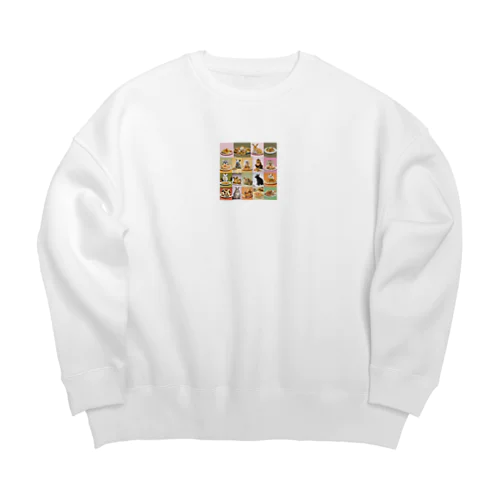 美味しいそうに食べる動物たち Big Crew Neck Sweatshirt