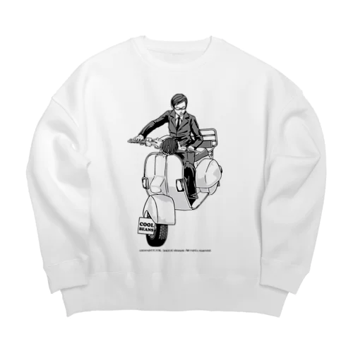 クラシックスクーターに乗る男性 Big Crew Neck Sweatshirt