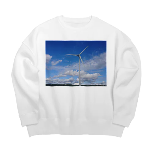 青い空と風車 Big Crew Neck Sweatshirt