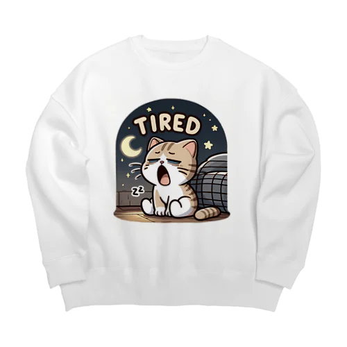 Tired cat7 Big Crew Neck Sweatshirt