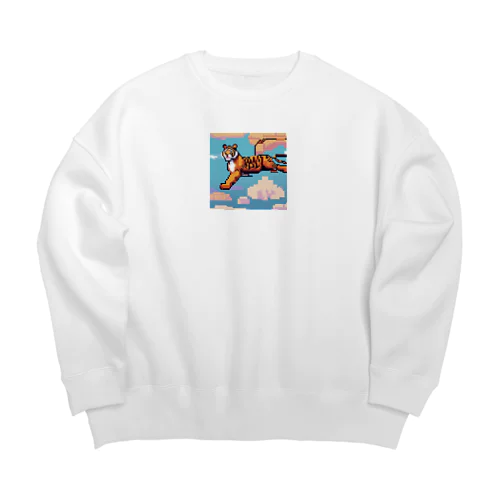 ハンドグライダーを飛ばしているトラ Big Crew Neck Sweatshirt