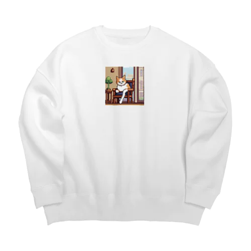 窓辺の椅子に座っている猫 Big Crew Neck Sweatshirt