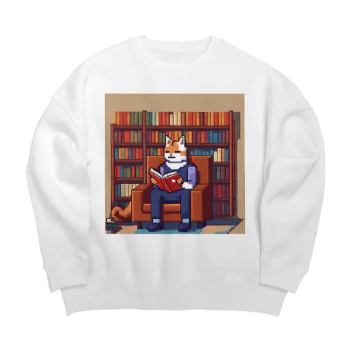 書籍で本を読む猫　お昼休憩編 Big Crew Neck Sweatshirt