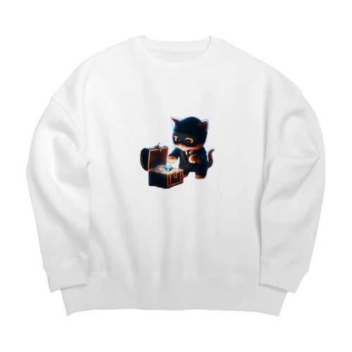 猫　泥棒 Big Crew Neck Sweatshirt