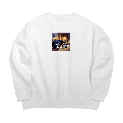 バーニーズ・マウンテンドッグと可愛らしい子猫 Big Crew Neck Sweatshirt