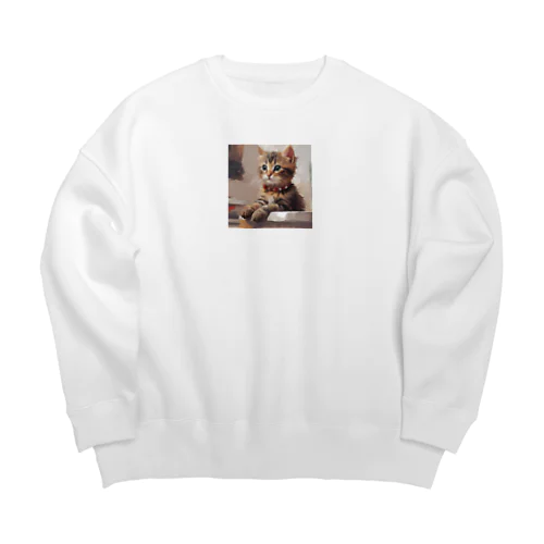 猫の絵画風イラストグッズ Big Crew Neck Sweatshirt