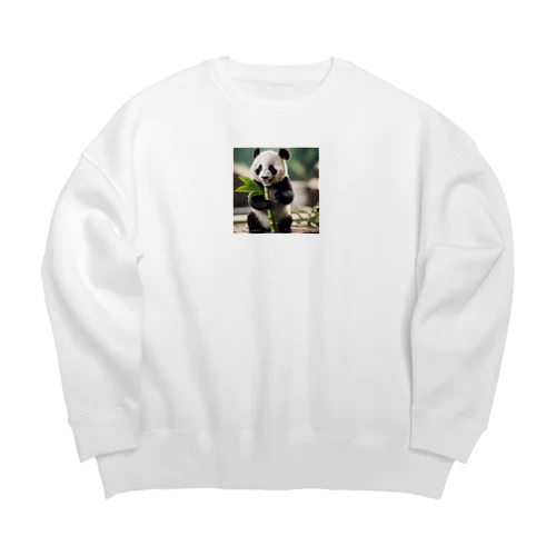 新鮮な竹を見つけて喜ぶパンダの喜び Big Crew Neck Sweatshirt