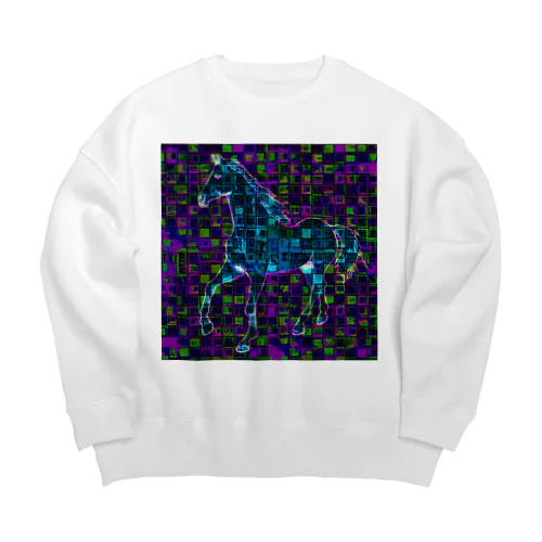 デジタルでアートな馬 Ⅱ Big Crew Neck Sweatshirt