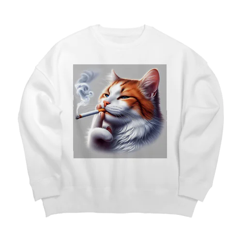 タバコうめーんだニャン Big Crew Neck Sweatshirt