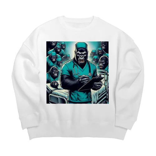 怒っている雄ゴリラ看護師 Big Crew Neck Sweatshirt