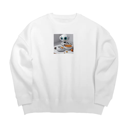 ごはん食べてるロボ Big Crew Neck Sweatshirt