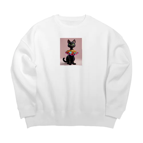 癒しのクロネコ Big Crew Neck Sweatshirt