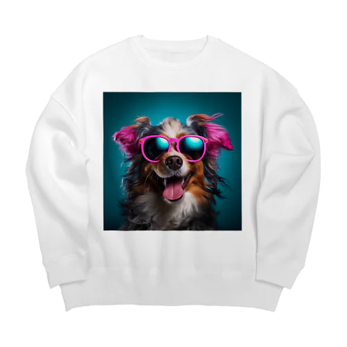 サングラスをかけた、かわいい犬 Marsa 106 Big Crew Neck Sweatshirt