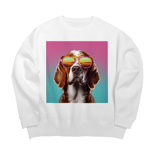 サングラスをかけた、かわいい犬 Marsa 106 Big Crew Neck Sweatshirt