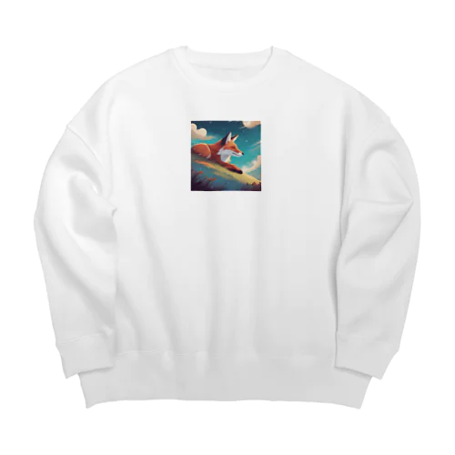 癒される動物（キタキツネ） Big Crew Neck Sweatshirt