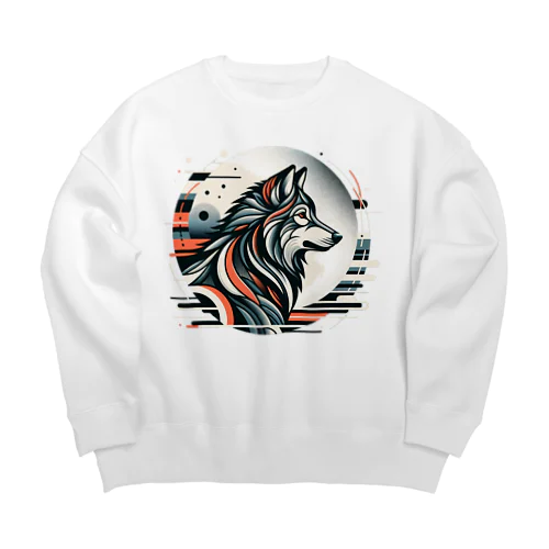 スタイリッシュな狼ポートレートアート Big Crew Neck Sweatshirt