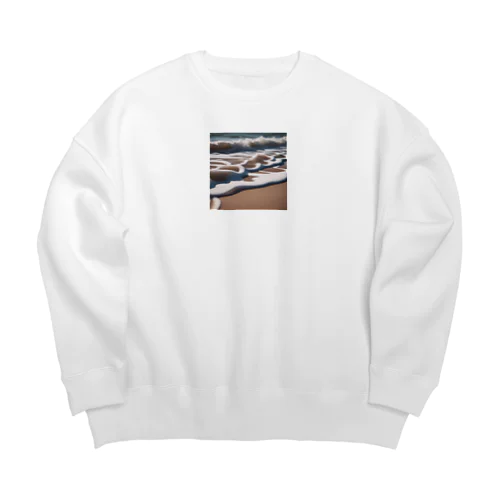 海岸に広がる砂浜と波打ち際 Big Crew Neck Sweatshirt