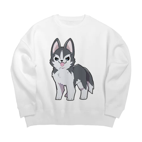 シベリアンハスキー（ゆるめのいぬずかん） Big Crew Neck Sweatshirt