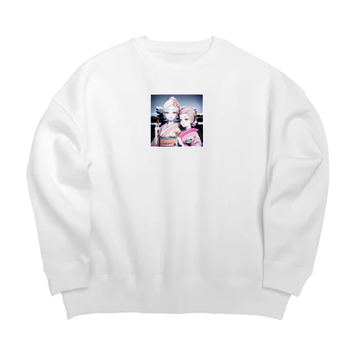 白く透き通る肌の娘達 Big Crew Neck Sweatshirt