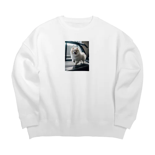 ルームランナーで走るポメラニアン Big Crew Neck Sweatshirt