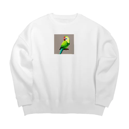 オウム柄ピクセルアート Big Crew Neck Sweatshirt