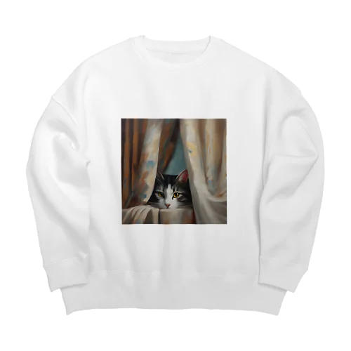 窓辺の覗き猫🐱 Big Crew Neck Sweatshirt