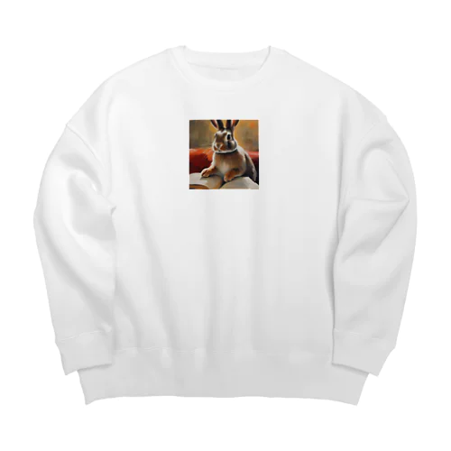 本を読むうさぎ2 Big Crew Neck Sweatshirt