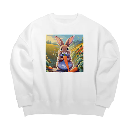 ニンジンを食べるうさぎ Big Crew Neck Sweatshirt