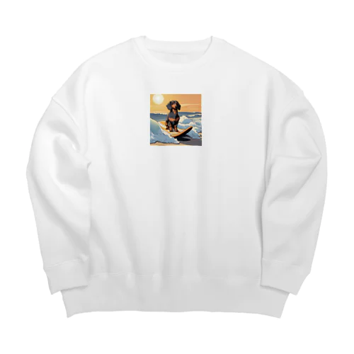 キュートなダックスフンド Big Crew Neck Sweatshirt