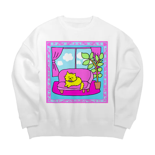 休憩猫 Big Crew Neck Sweatshirt