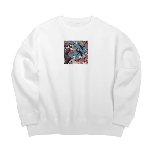 桜と雀（Cherry blossom & sparrow)  01 Big Crew Neck Sweatshirt