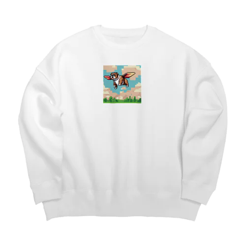 空を飛ぶブルドッグ Big Crew Neck Sweatshirt