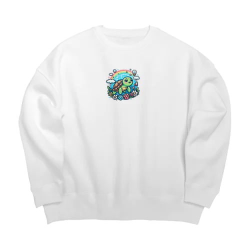 かわいいカメ Big Crew Neck Sweatshirt