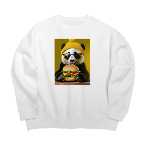 ハンバーガーを食べるパンダ Big Crew Neck Sweatshirt
