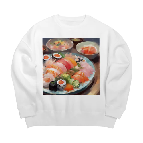 美しい寿司の絵画 Big Crew Neck Sweatshirt