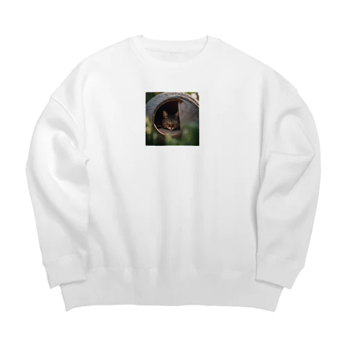 丸まって寝る猫 Big Crew Neck Sweatshirt