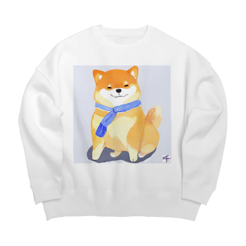 柴犬のシバちゃん。みなさんに幸運運ぶ。かわいい。 Big Crew Neck Sweatshirt