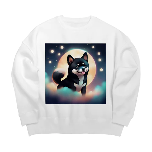 かわいい黒柴ちゃん Big Crew Neck Sweatshirt