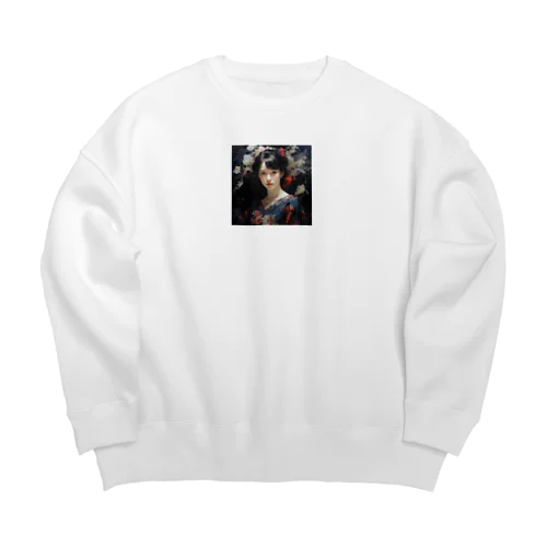 花柄模様の服を着た女性　なでしこ1478 Big Crew Neck Sweatshirt