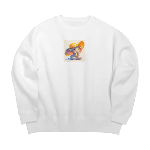 帽子をかぶった可愛い子供ゾウ Marsa 106 Big Crew Neck Sweatshirt