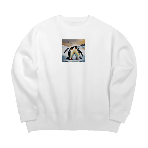 恋の相手に必死に求愛しているペンギン Big Crew Neck Sweatshirt